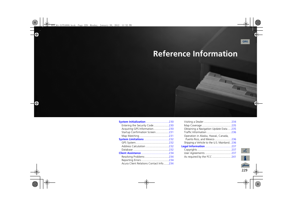 2 reference information p. 229, P.229, Reference information | Acura 2013 RDX Navigation User Manual | Page 230 / 260