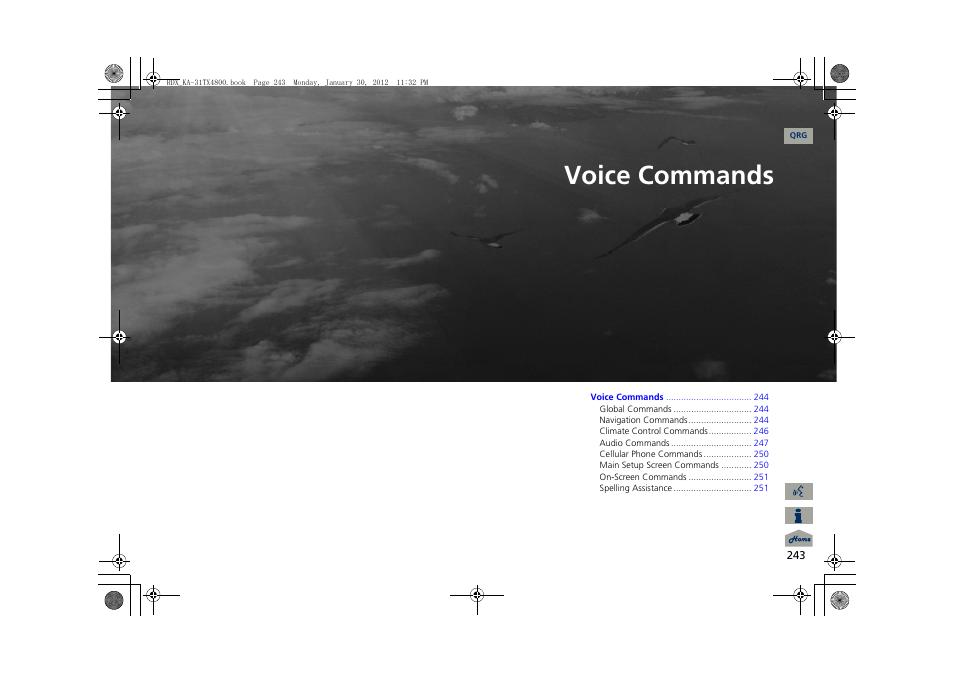 2 voice commands p. 243, P.243, P243) | Voice commands | Acura 2013 RDX Navigation User Manual | Page 244 / 260