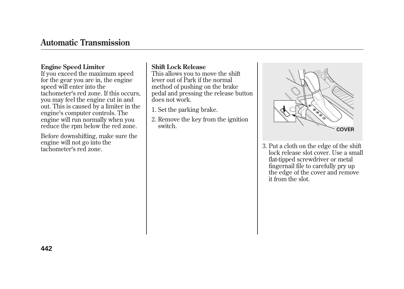 Automatic transmission | Acura 2010 MDX User Manual | Page 449 / 616