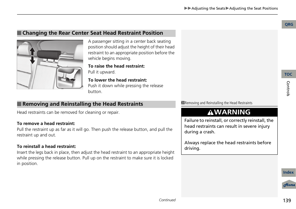 Warning | Acura 2013 RDX User Manual | Page 140 / 363