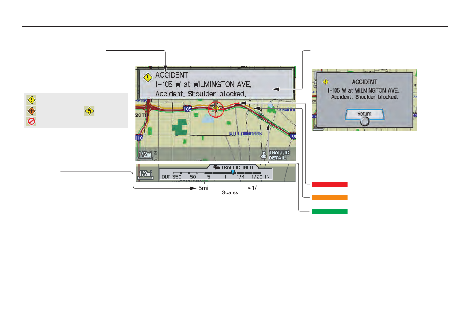 Getting started, 2010 rl, Traffic display legend | Acura 2010 RL Navigation User Manual | Page 22 / 176
