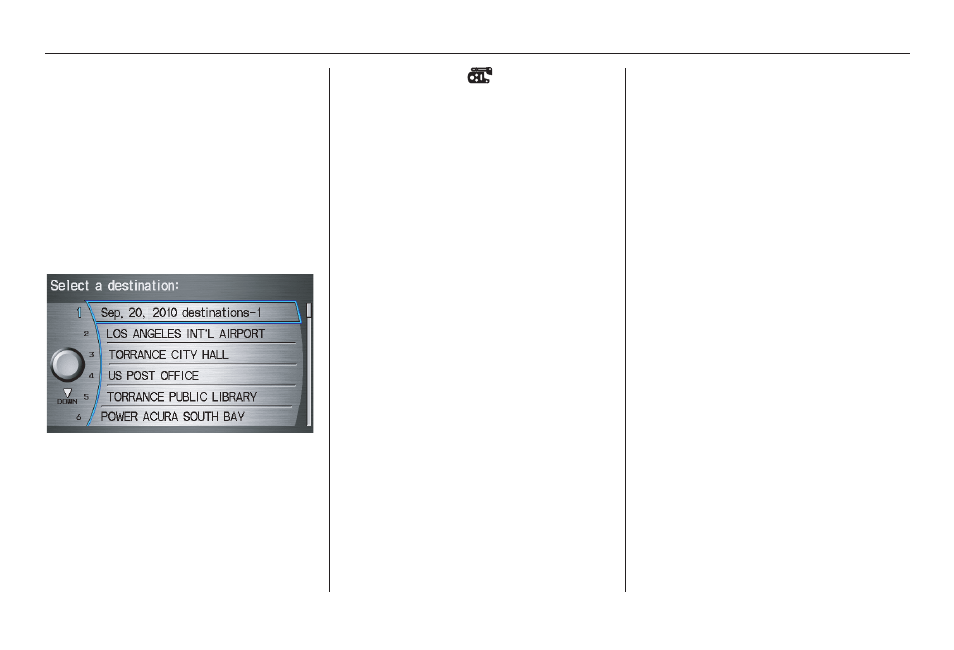 Entering a destination, 2010 rl | Acura 2010 RL Navigation User Manual | Page 51 / 176