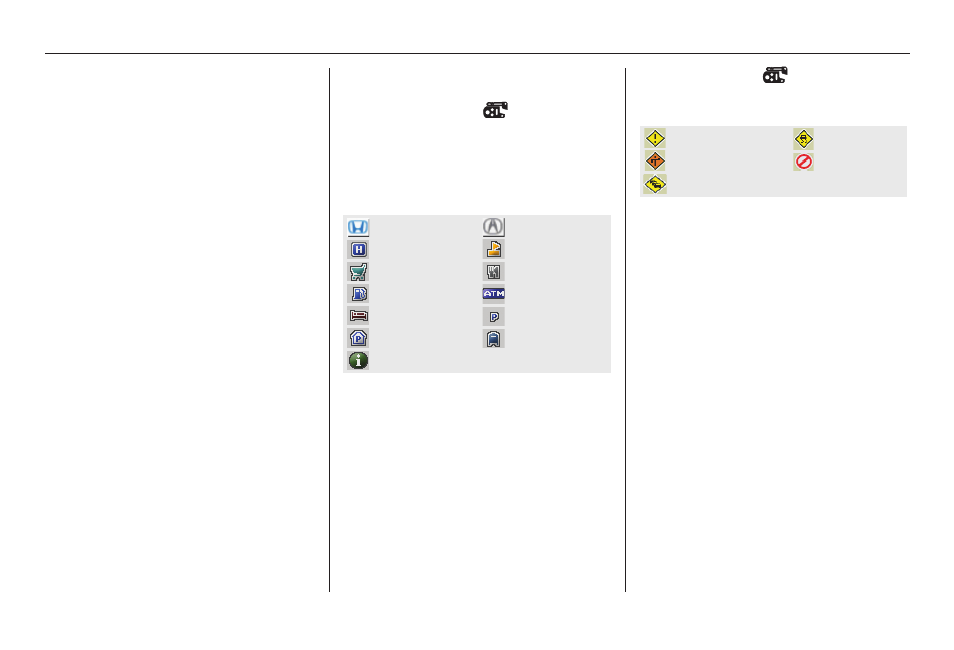 Driving to your destination, 2010 rl, Various other icons | Acura 2010 RL Navigation User Manual | Page 64 / 176