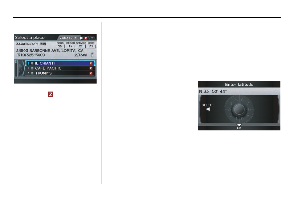 Entering a destination | Acura 2011 ZDX Navigation User Manual | Page 45 / 182