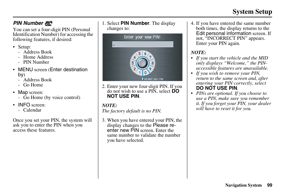 System setup | Acura 2011 RL Navigation User Manual | Page 100 / 177