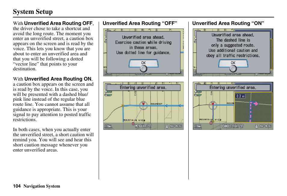 System setup | Acura 2011 RL Navigation User Manual | Page 105 / 177