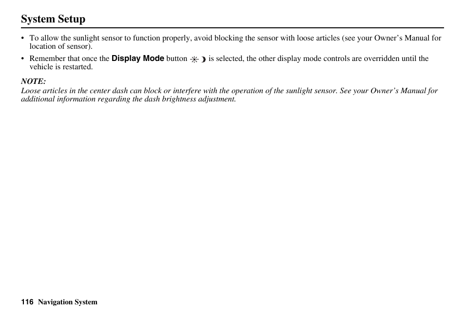 System setup | Acura 2011 RL Navigation User Manual | Page 117 / 177