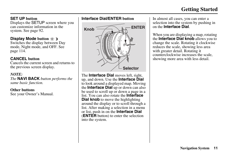 Getting started | Acura 2011 RL Navigation User Manual | Page 12 / 177