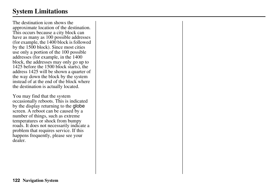 System limitations | Acura 2011 RL Navigation User Manual | Page 123 / 177