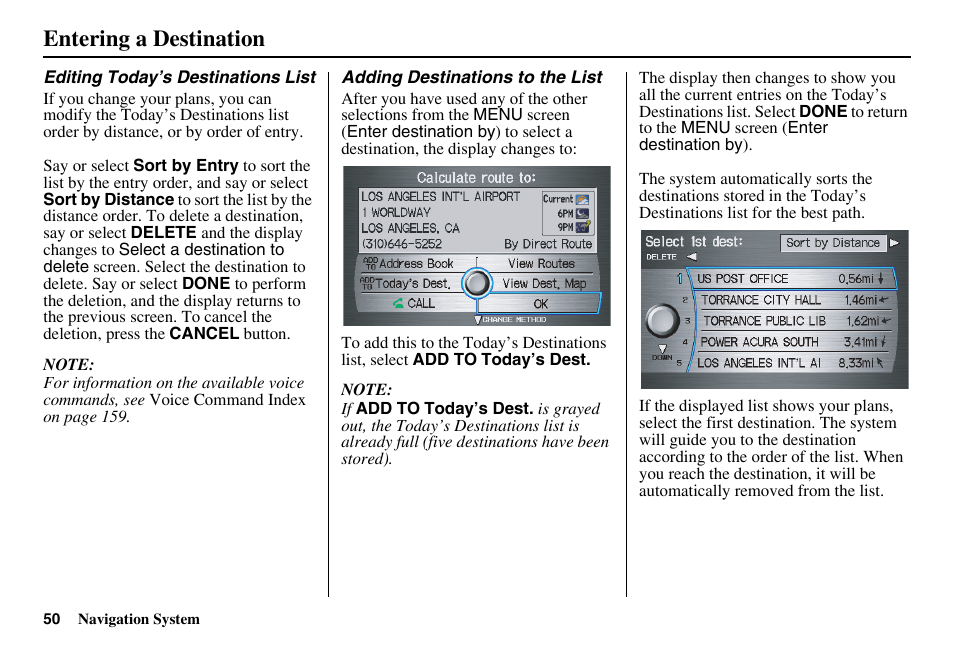 Entering a destination | Acura 2011 RL Navigation User Manual | Page 51 / 177