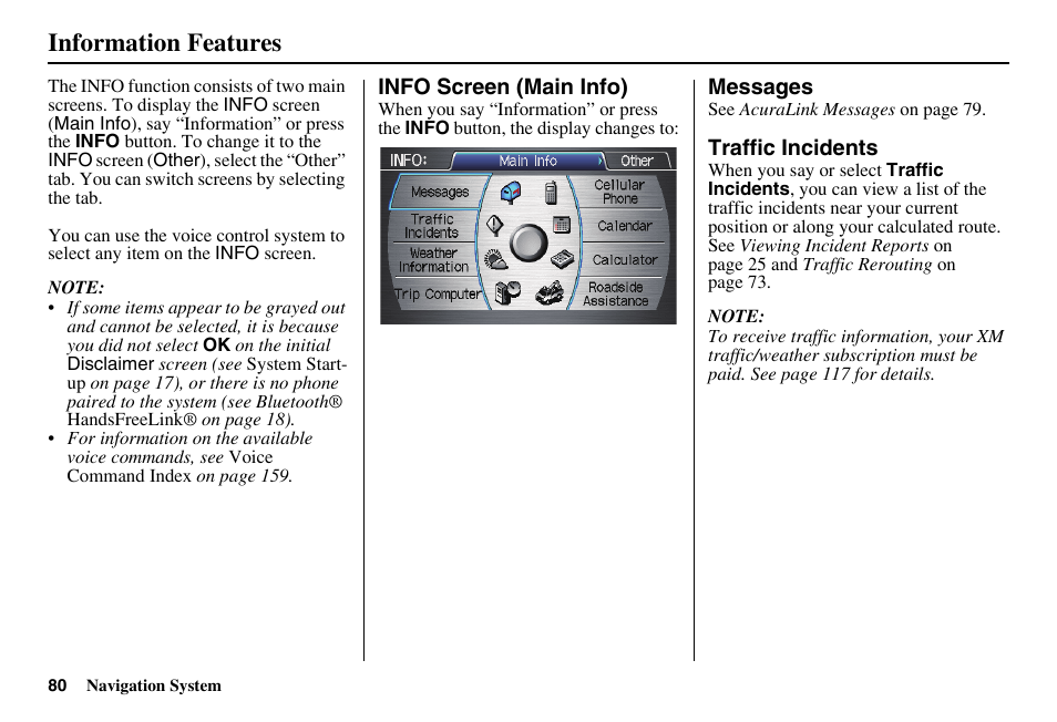 Information features | Acura 2011 RL Navigation User Manual | Page 81 / 177