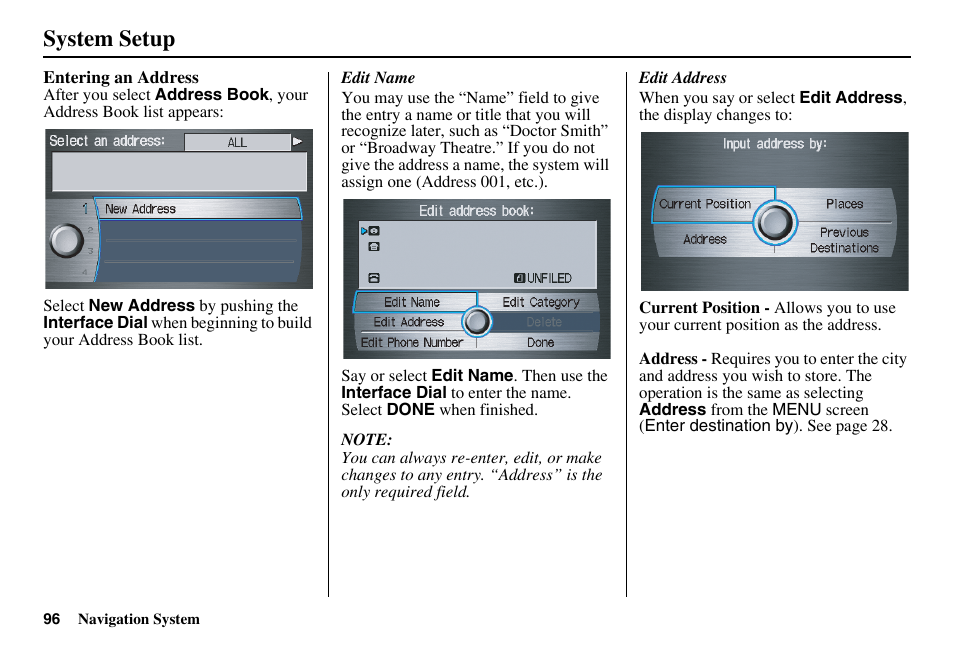 System setup | Acura 2011 RL Navigation User Manual | Page 97 / 177