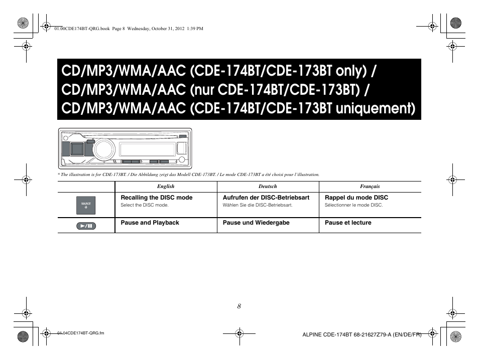 Alpine CDE-173BT User Manual | Page 10 / 96