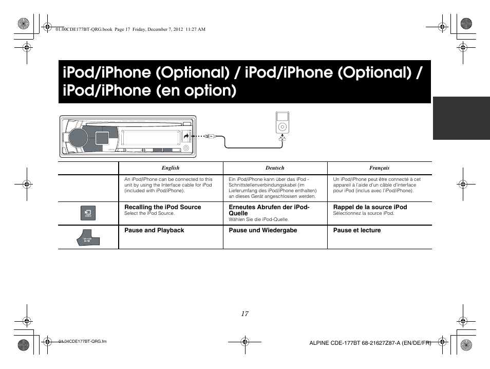 Alpine CDE-177BT User Manual | Page 19 / 108