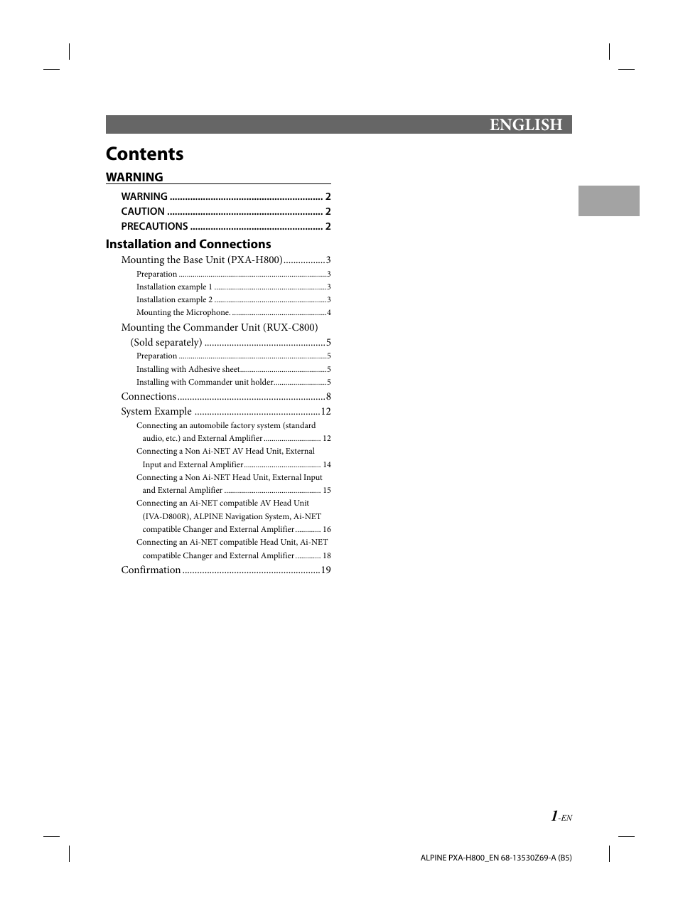 Alpine PXA-H800 User Manual | Page 3 / 21