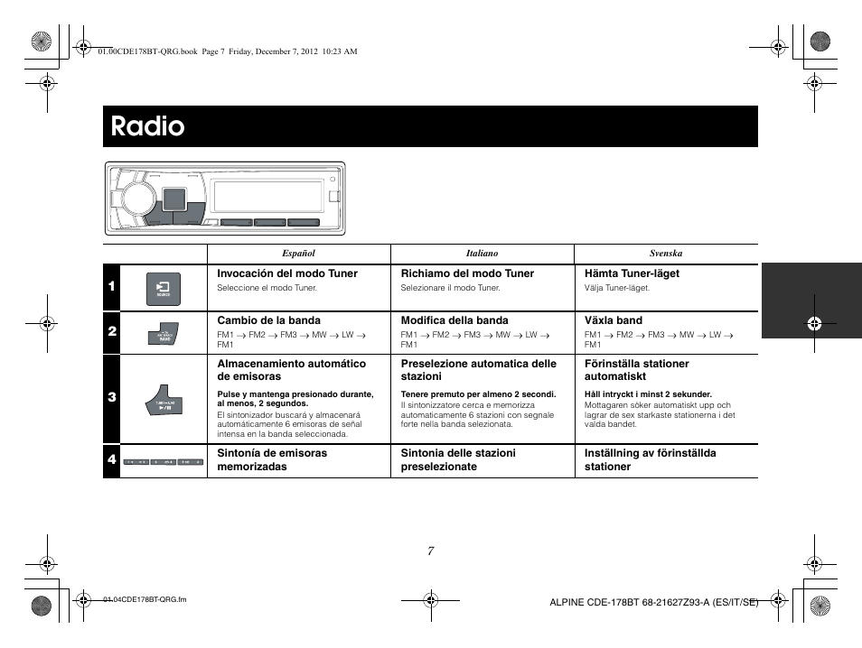 Radio | Alpine iDE-178BT User Manual | Page 45 / 112