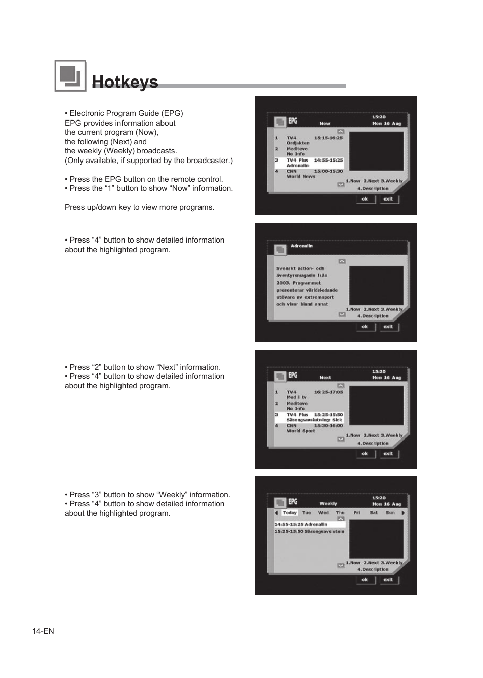 Hotkeys | Alpine TUE-T150DV User Manual | Page 12 / 140
