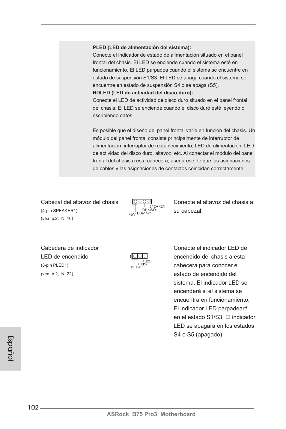 Español | ASRock B75 Pro3 User Manual | Page 102 / 205