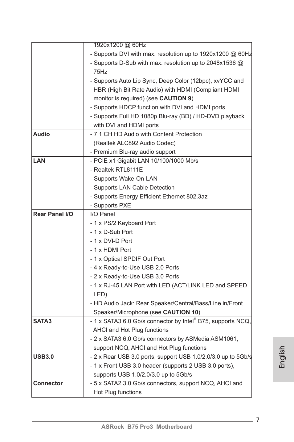 English | ASRock B75 Pro3 User Manual | Page 7 / 205