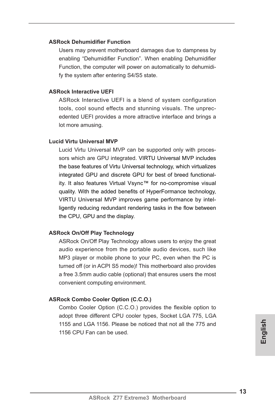 English | ASRock Z77 Extreme3 User Manual | Page 13 / 169