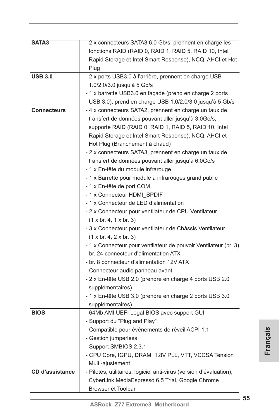 Français | ASRock Z77 Extreme3 User Manual | Page 55 / 169