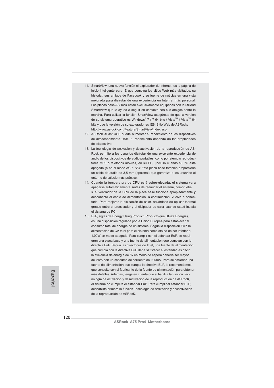 Español | ASRock A75 Pro4 User Manual | Page 120 / 282