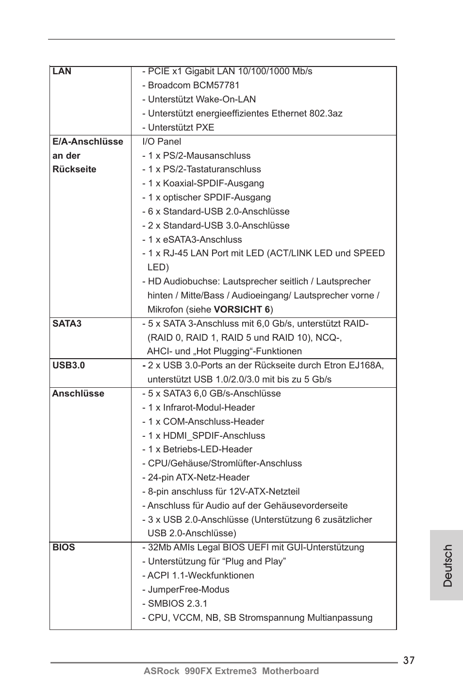 Deutsch | ASRock 990FX Extreme3 User Manual | Page 37 / 182