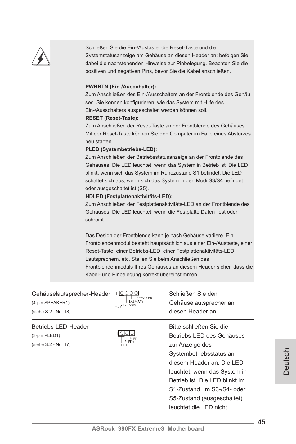 Deutsch | ASRock 990FX Extreme3 User Manual | Page 45 / 182