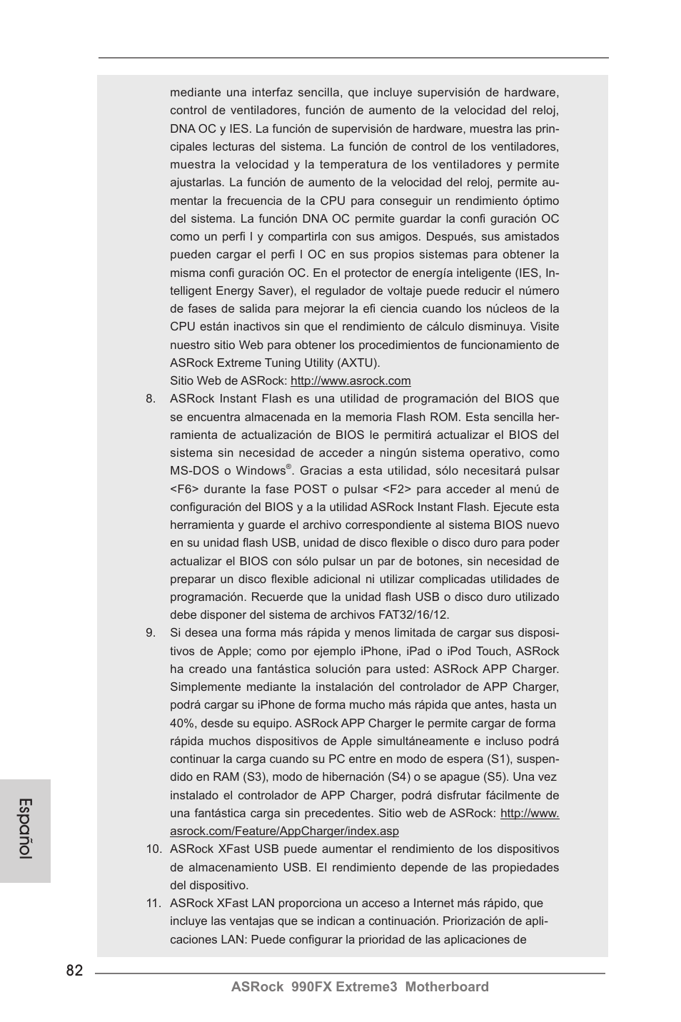 Español | ASRock 990FX Extreme3 User Manual | Page 82 / 182