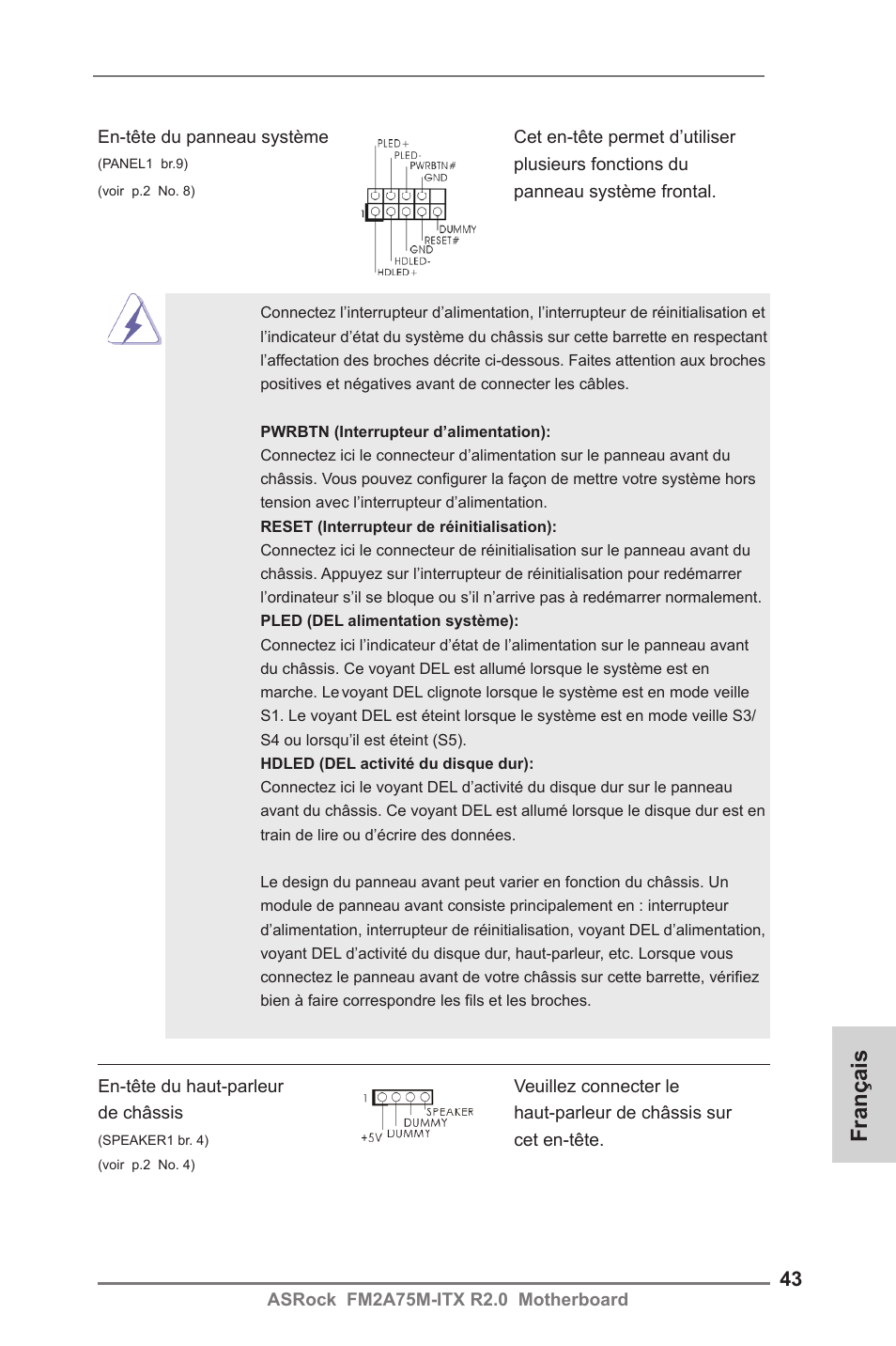 Français | ASRock FM2A75M-ITX R2.0 User Manual | Page 43 / 146