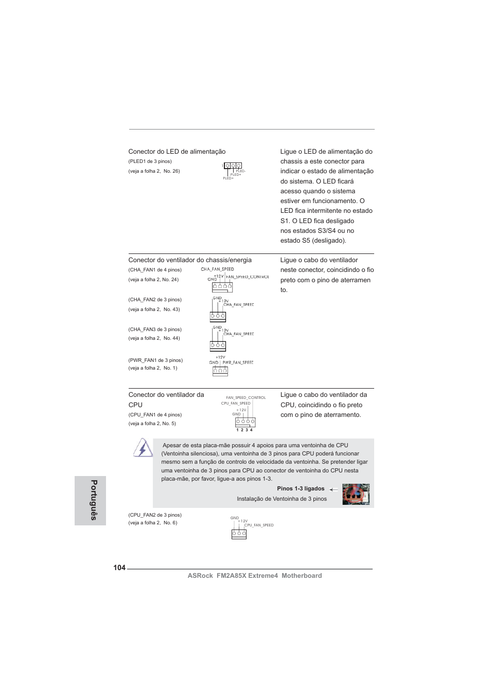 Português | ASRock FM2A85X Extreme4 User Manual | Page 104 / 179