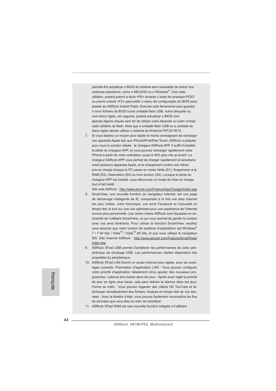Français | ASRock H61M-PS2 User Manual | Page 44 / 164