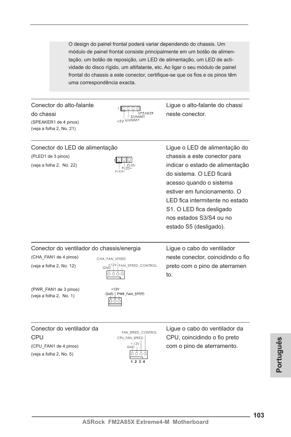 Português | ASRock FM2A85X Extreme4-M User Manual | Page 103 / 176