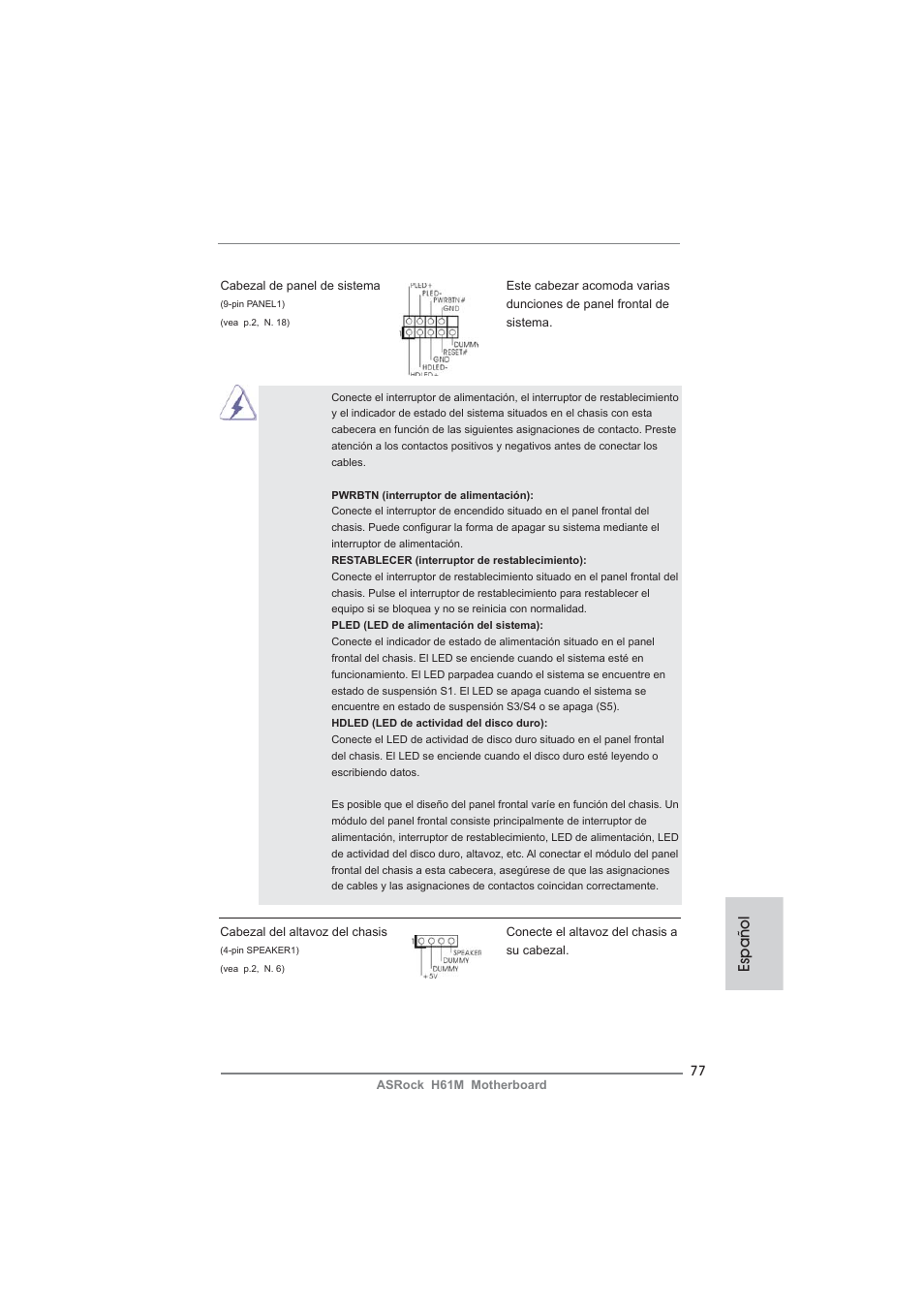 Español | ASRock H61M User Manual | Page 77 / 158