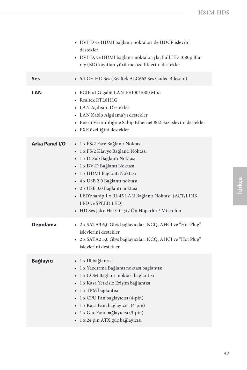 H81m-hds, Türk çe | ASRock H81M-HDS User Manual | Page 39 / 57