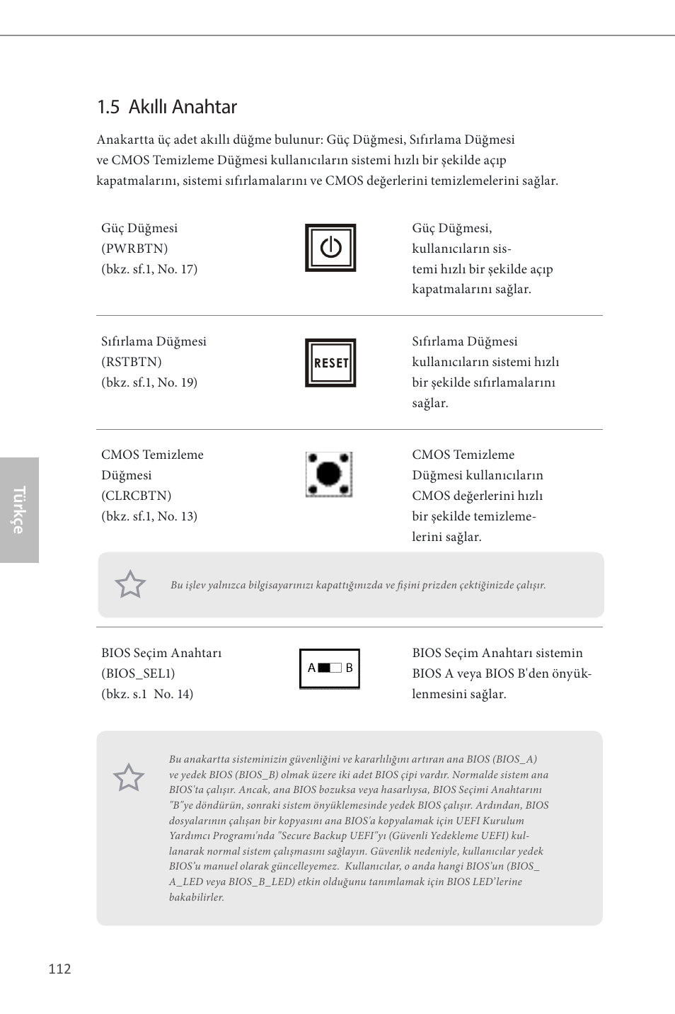 5 akıllı anahtar, Türk çe | ASRock Z87 Extreme4__TB4 User Manual | Page 114 / 175