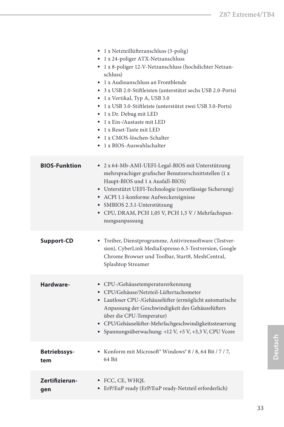 Z87 extreme4/tb4, Deutsch | ASRock Z87 Extreme4__TB4 User Manual | Page 35 / 175