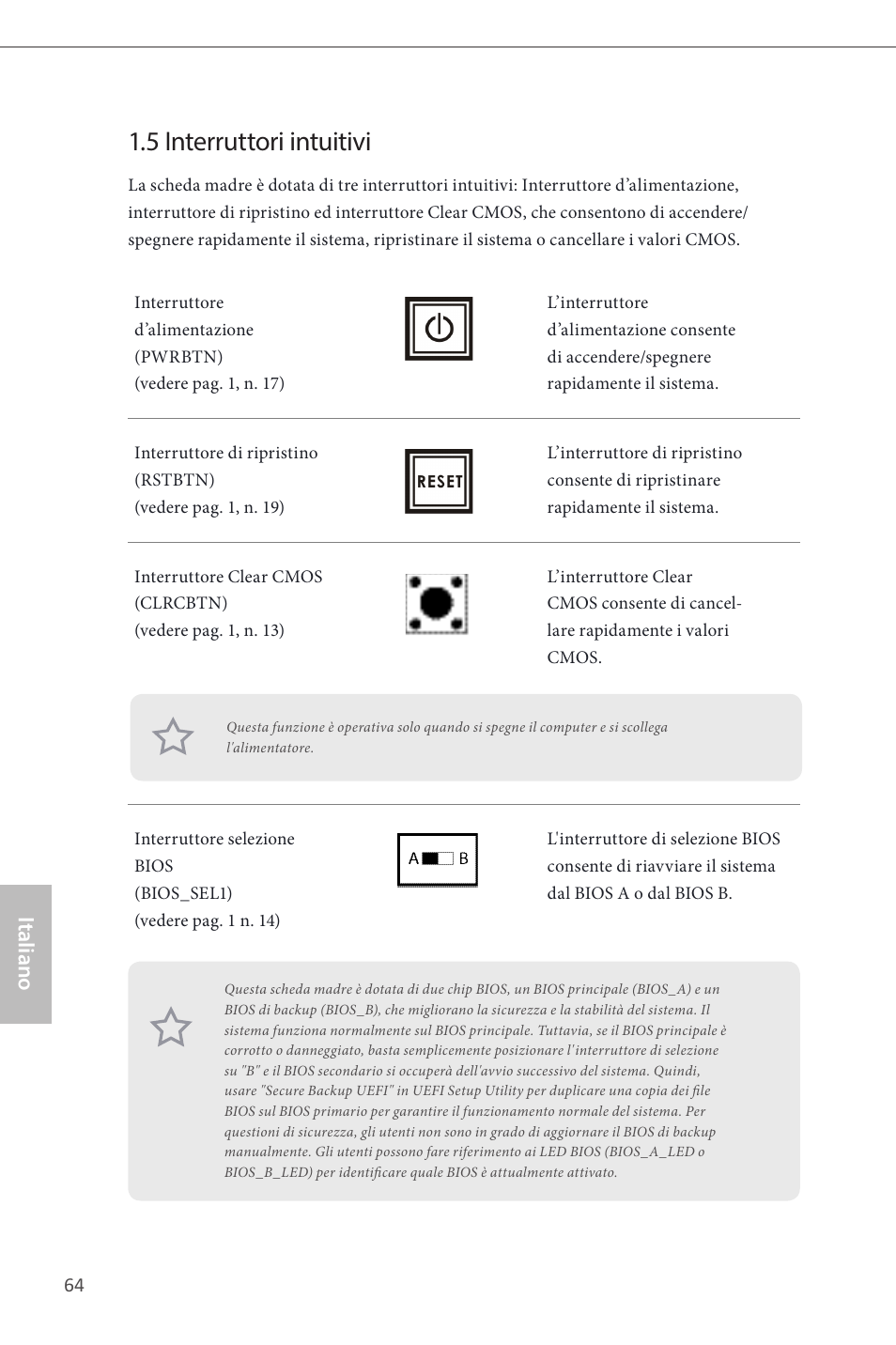 5 interruttori intuitivi, Italiano | ASRock Z87 Extreme4__TB4 User Manual | Page 66 / 175