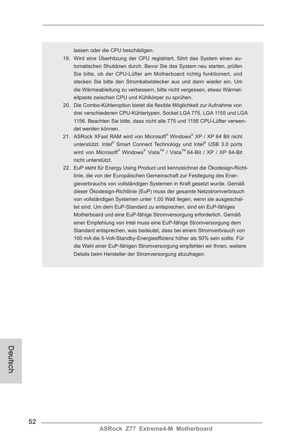 Deutsch, Asrock z77 extreme4-m motherboard | ASRock Z77 Extreme4-M User Manual | Page 52 / 237