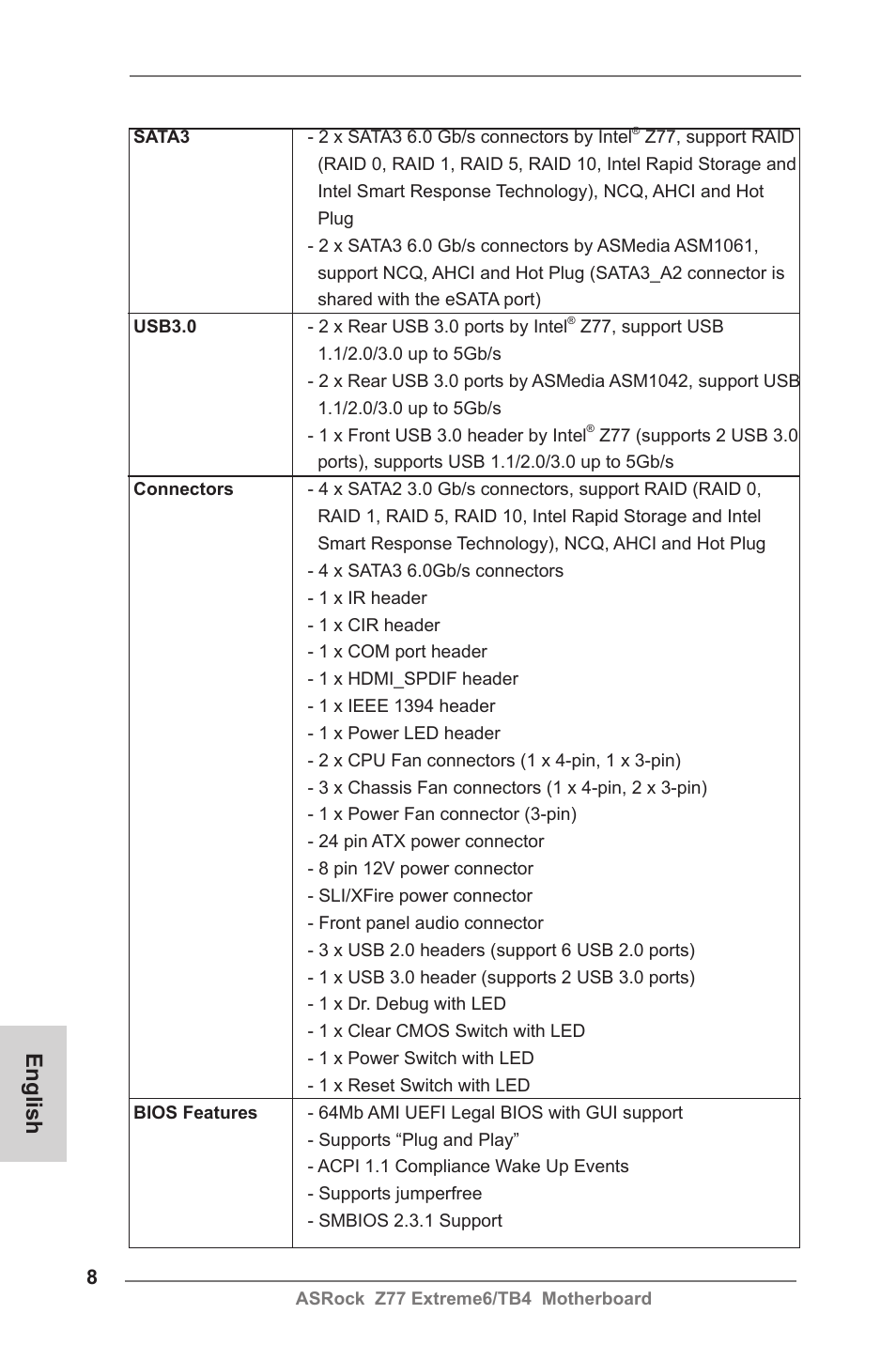 English | ASRock Z77 Extreme6__TB4 User Manual | Page 8 / 206