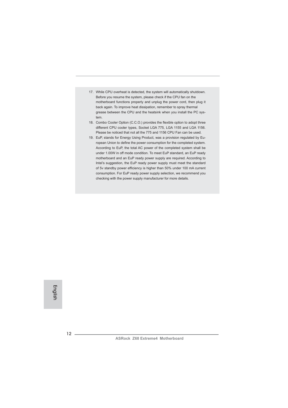 English | ASRock Z68 Extreme4 User Manual | Page 12 / 322