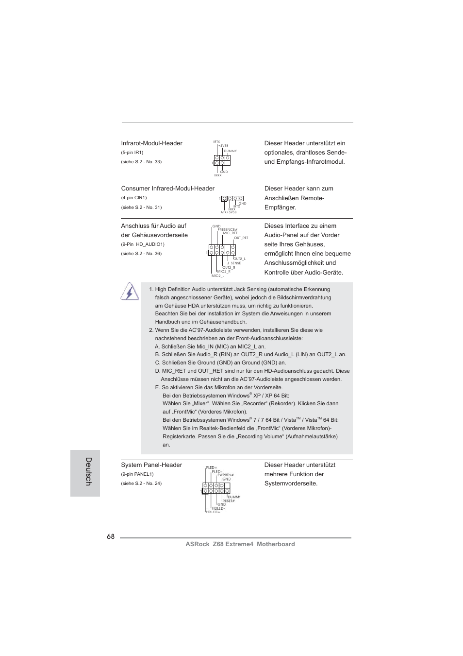 Deutsch | ASRock Z68 Extreme4 User Manual | Page 68 / 322