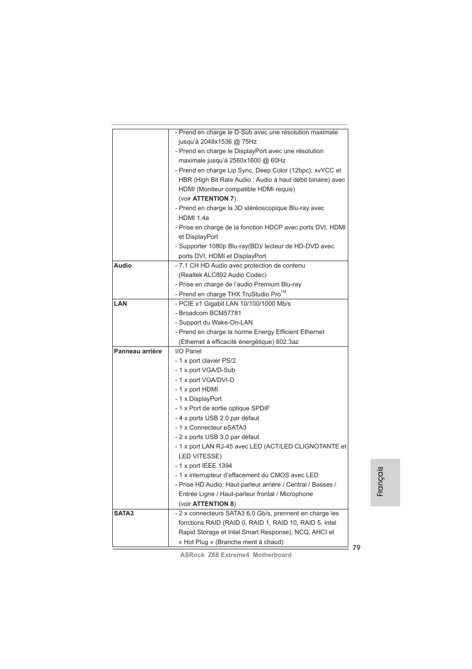Français | ASRock Z68 Extreme4 User Manual | Page 79 / 322