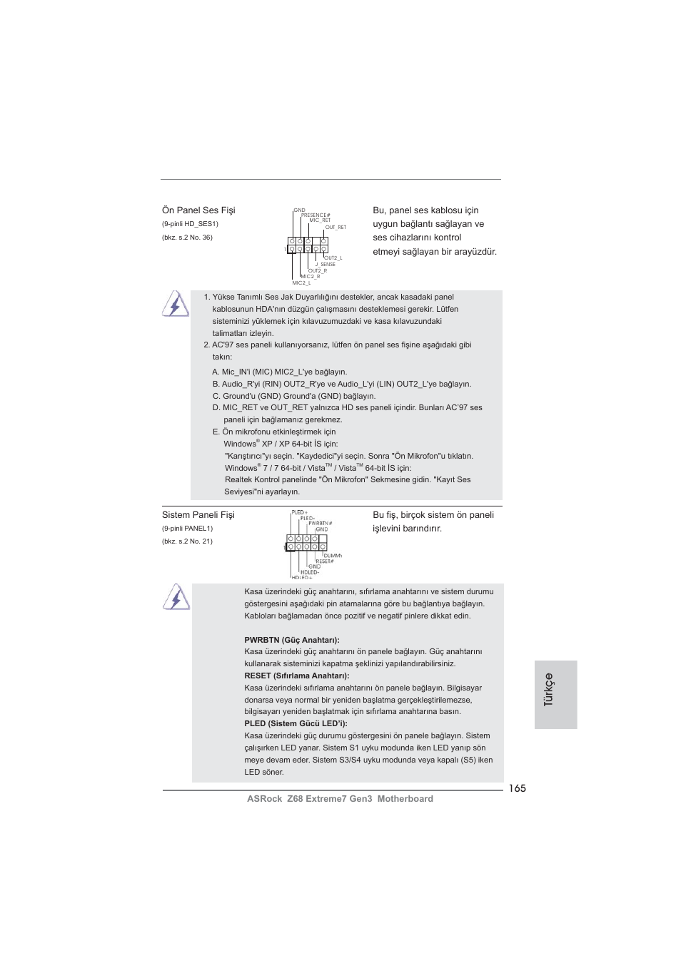 Türkçe | ASRock Z68 Extreme7 Gen3 User Manual | Page 165 / 249