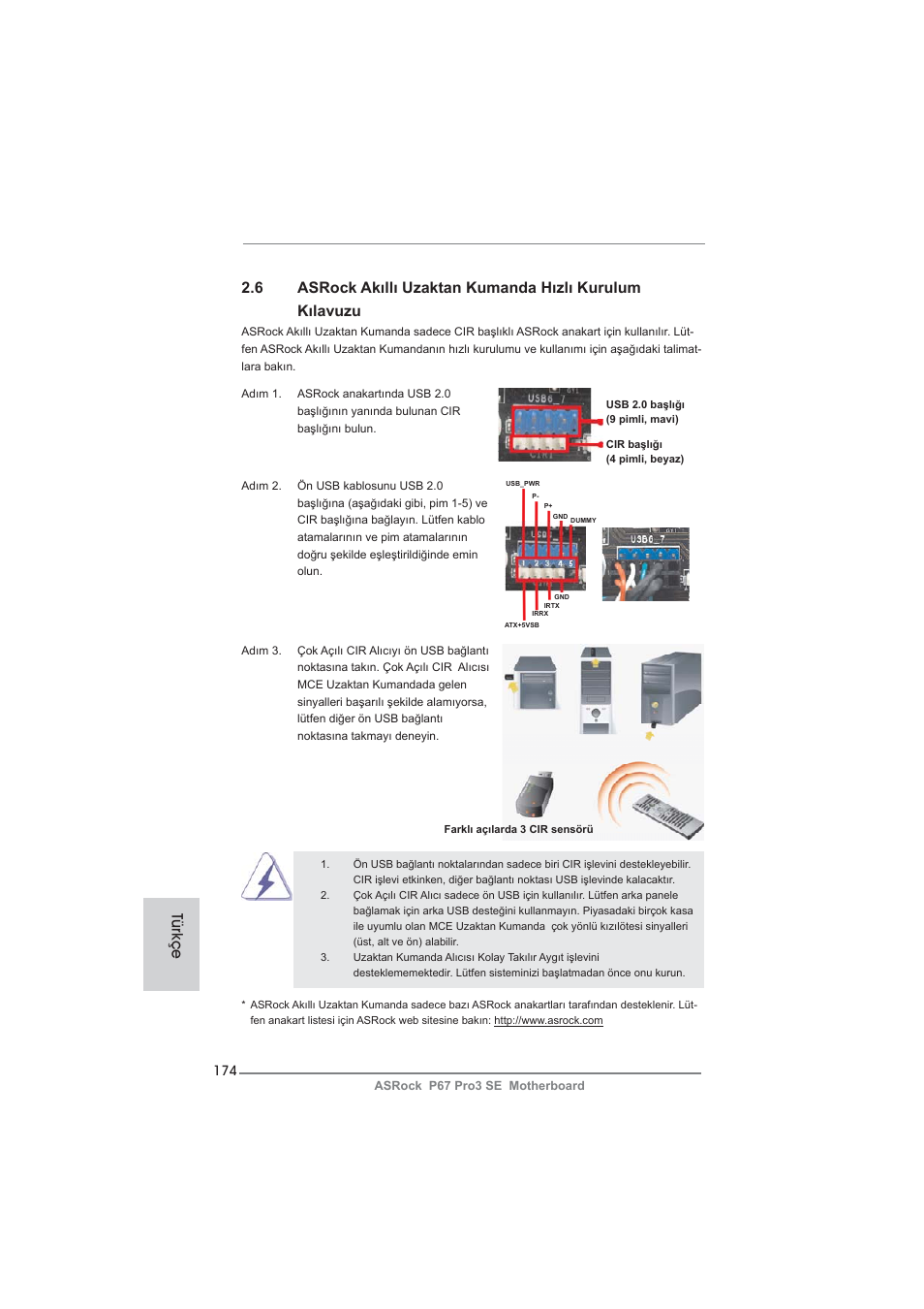 Türkçe | ASRock P67 Pro3 SE User Manual | Page 174 / 277