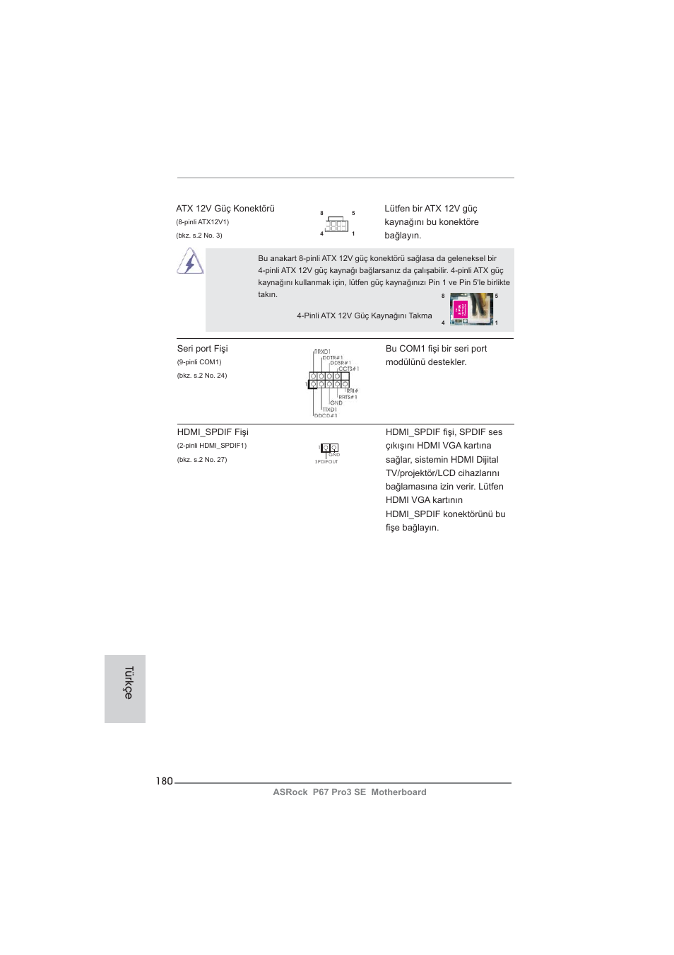 Türkçe | ASRock P67 Pro3 SE User Manual | Page 180 / 277