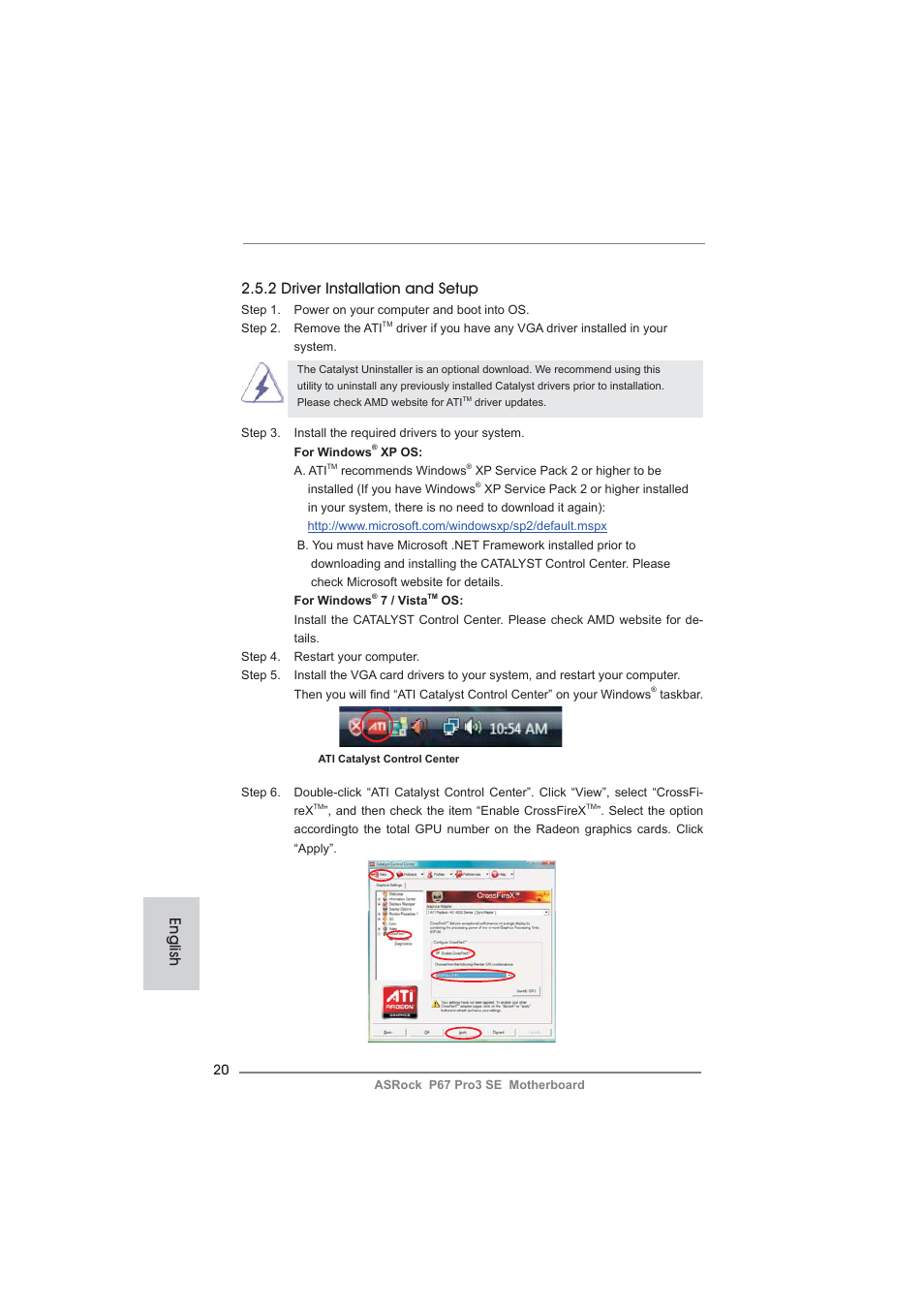 2 driver installation and setup, English | ASRock P67 Pro3 SE User Manual | Page 20 / 277