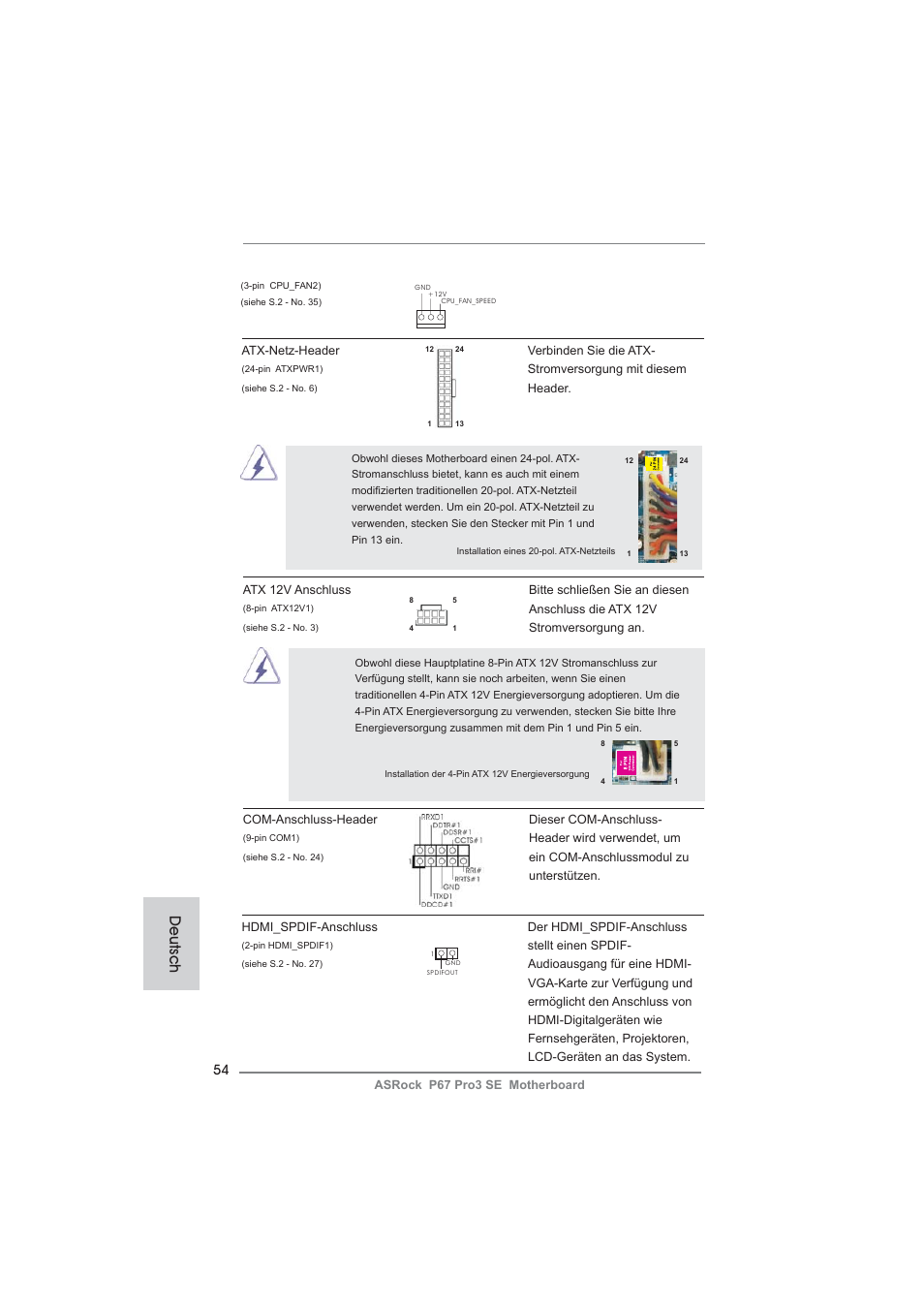 Deutsch | ASRock P67 Pro3 SE User Manual | Page 54 / 277