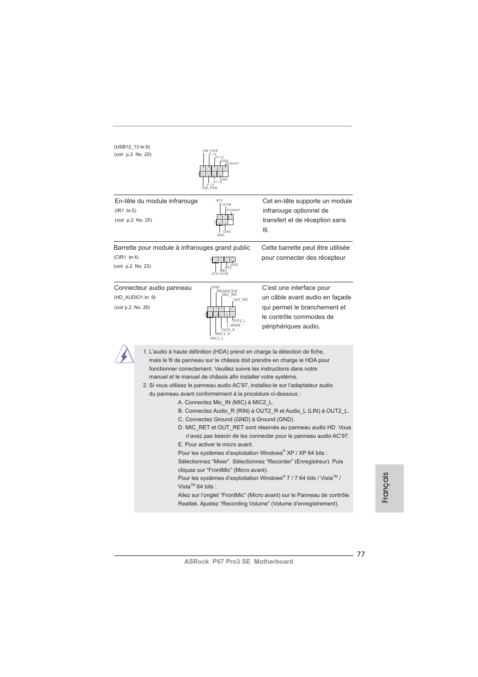Français | ASRock P67 Pro3 SE User Manual | Page 77 / 277