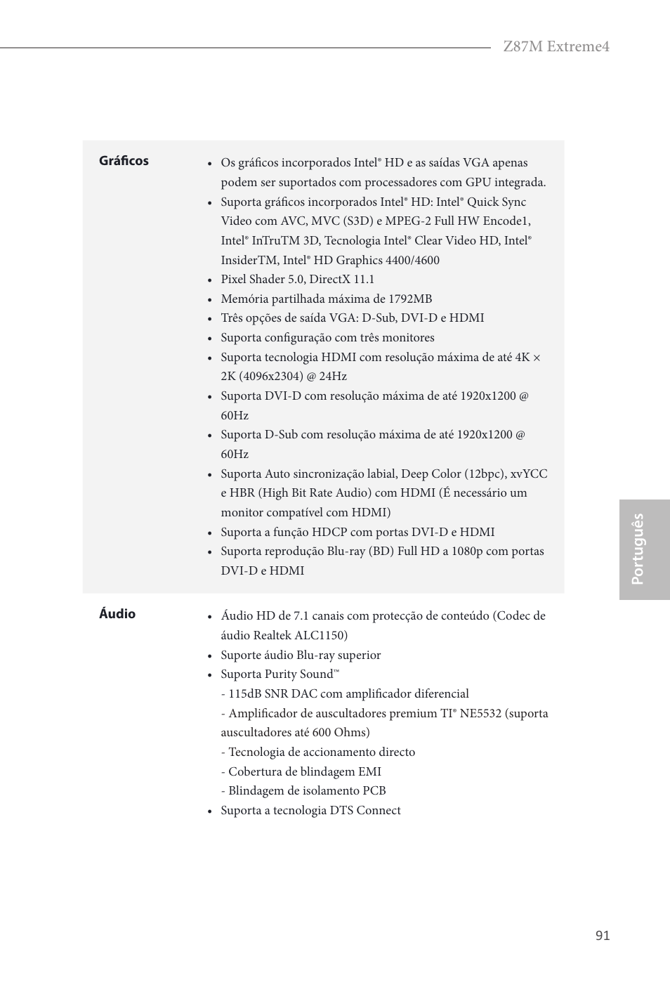 Por tuguês z87m extreme4 | ASRock Z87M Extreme4 User Manual | Page 93 / 175